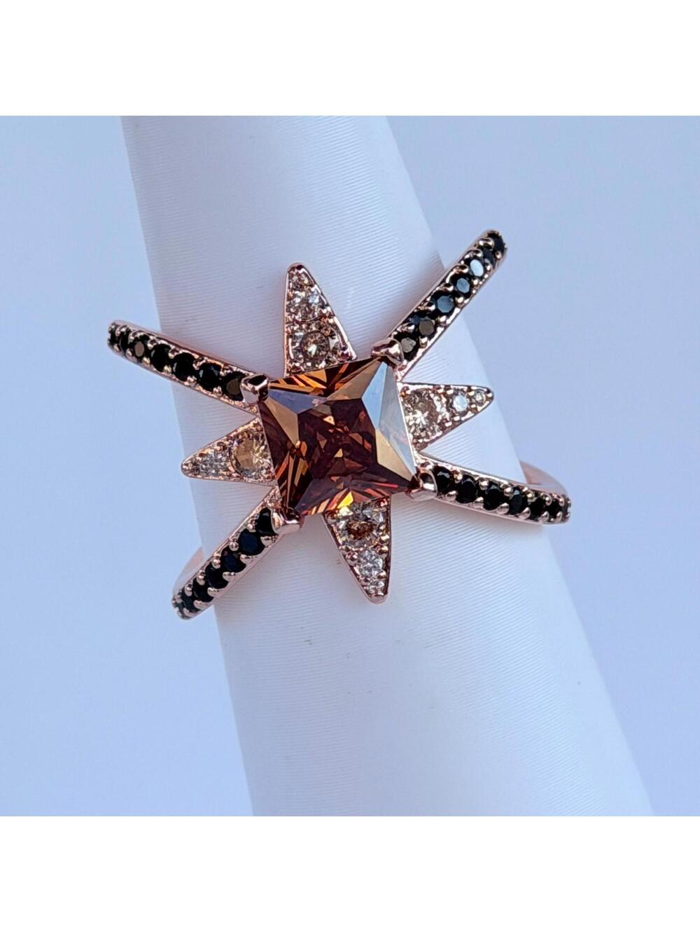 Bomb Party Ring Sz 8 “Glamorous Stylista” Brown Tourmaline & Black Onyx on RG